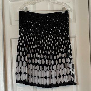 Black & White Accordion Pleated lined Polka Dot Skirt, L